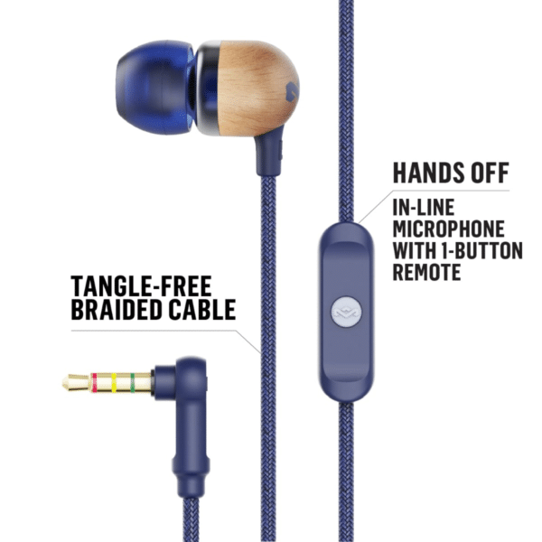 House of Marley SMILE JAMAICA denim 1knop remote hoofdtelefoon - Afbeelding 2